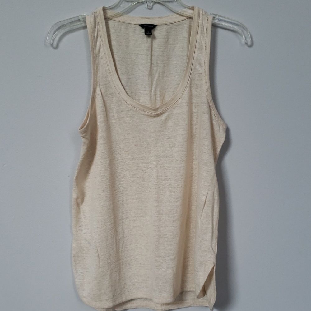 Ann Taylor Tank Top Women's Natural Linen Shell Base Layer Travel Office Siren